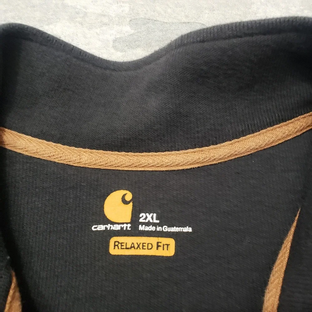 Carhartt Sweater Mens 2XL Black Relaxed Fit Quarter Zip Pullover
